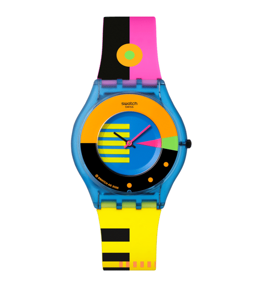 Swatch Neon Flumotions SS08S101 Damenuhr • Skin-Uhrwerk • Neon-Design