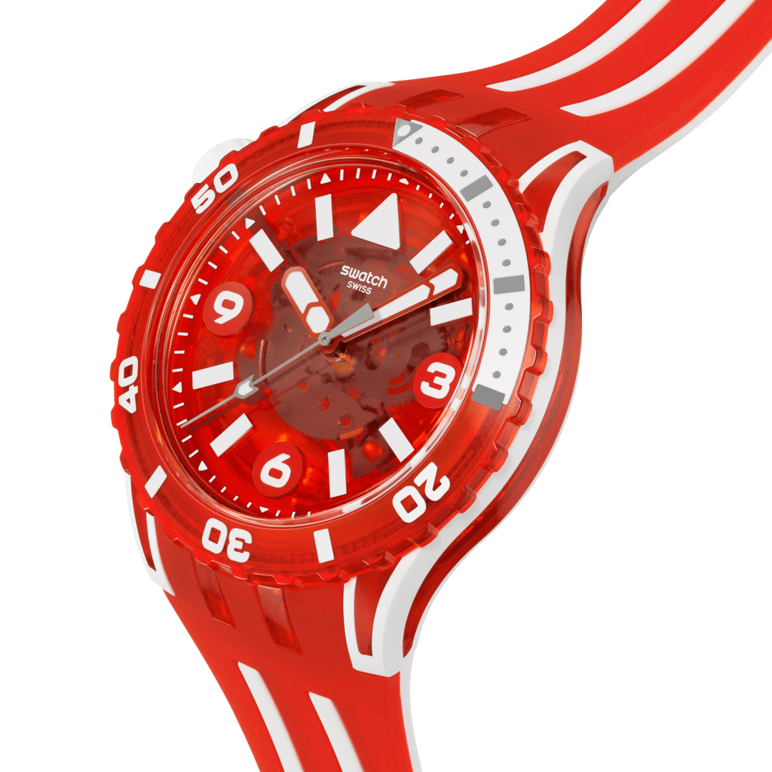 Swatch Scubaqua SSCU09R100 Armbanduhr Transparent-Rot • Bioceramic-Gehäuse • Leuchtindizes, Bild 3