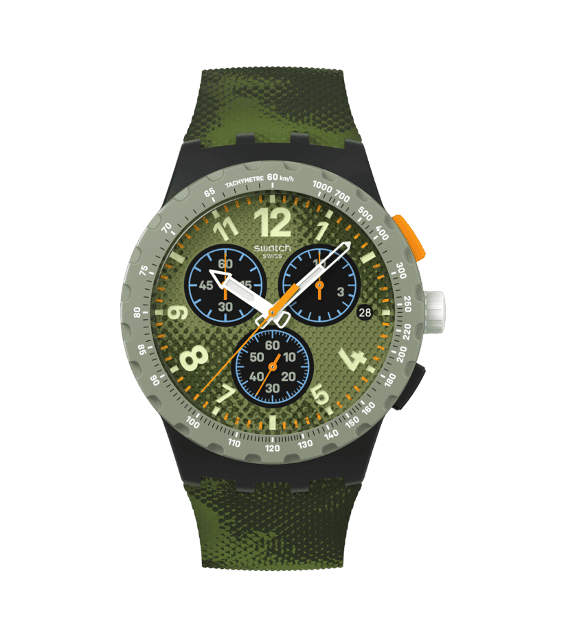 Swatch New Chrono Plastic SUSB423 Midday Camo Herrenuhr • Chronograph • Camouflage-Design