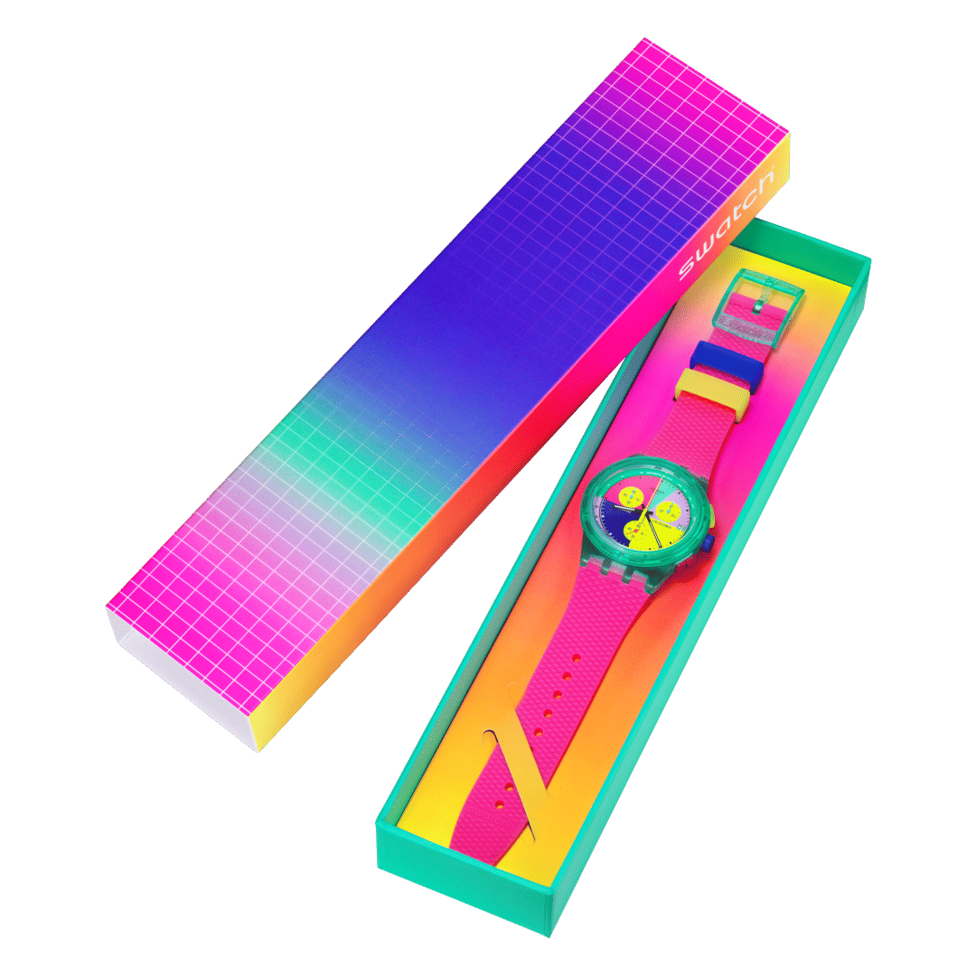 Swatch Neon Flash Arrow SUSG408 Herrenuhr Mehrfarbig • Chronograph mit Tachymeter • Leuchtende Zeiger, Bild 5