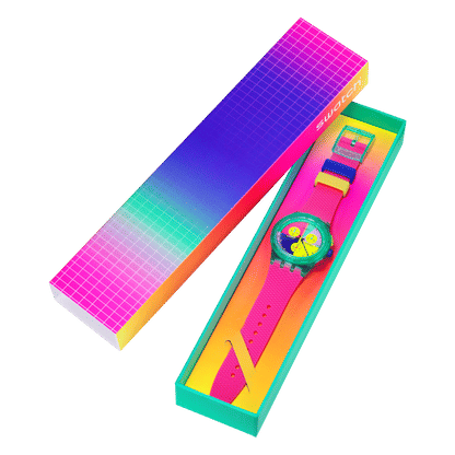 Swatch Neon Flash Arrow SUSG408 Herrenuhr Mehrfarbig • Chronograph mit Tachymeter • Leuchtende Zeiger, Bild 5