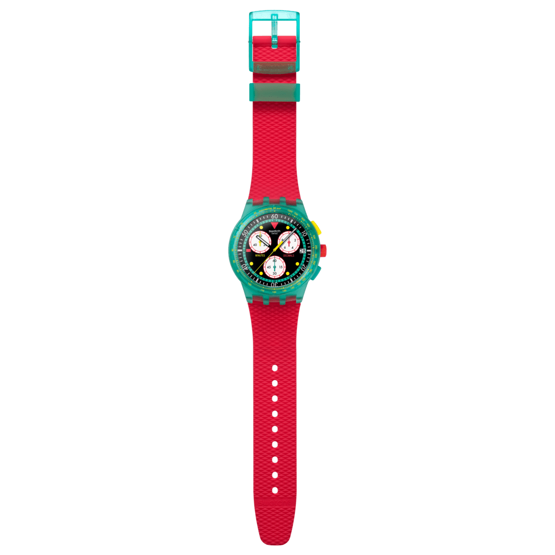 Swatch Neon Emerald Chrono SUSG409 Herren • Transparentes Grün • Leuchtzeiger & Tachymeter, Bild 4