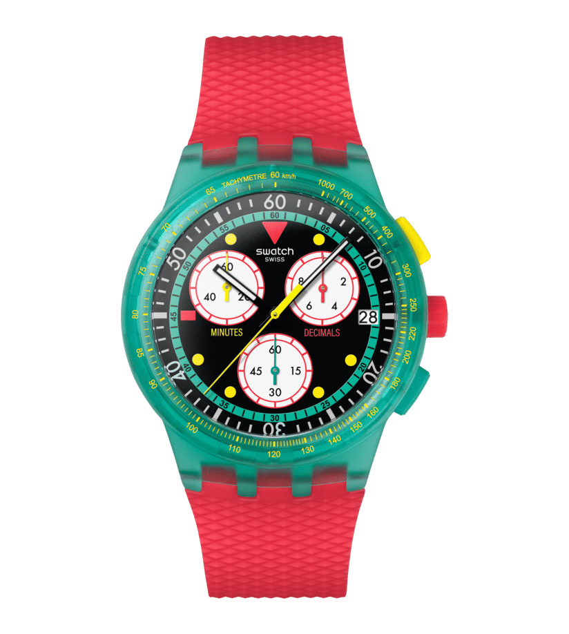 Swatch Neon Emerald Chrono SUSG409 Herren • Transparentes Grün • Leuchtzeiger & Tachymeter