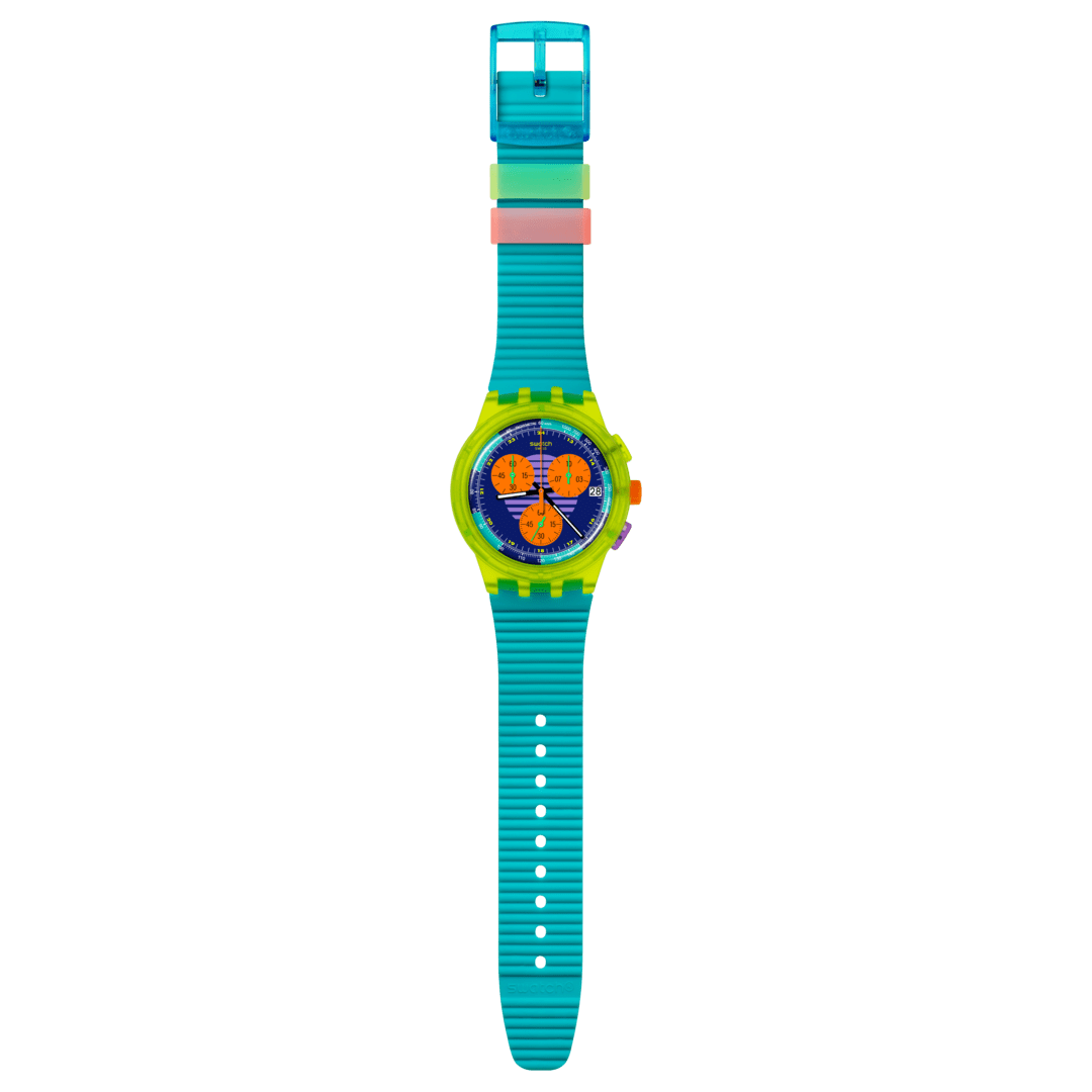 Swatch Neon Wave SUSJ404 Herren Armbanduhr Gelb • Chronograph • Leuchtzeiger, Bild 4