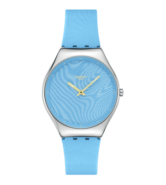 Swatch Skin Irony SYXS164 Damen Armbanduhr Blau • Ultra-flaches Skin-Gehäuse • Irisierendes Design