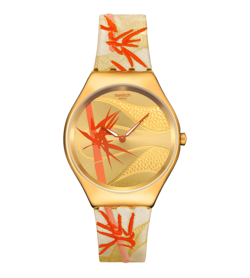 Swatch Skin Irony SYXZ105 Armbanduhr Goldfarben • Hauchdünnes Quarzwerk • Leuchtzeigerwerk