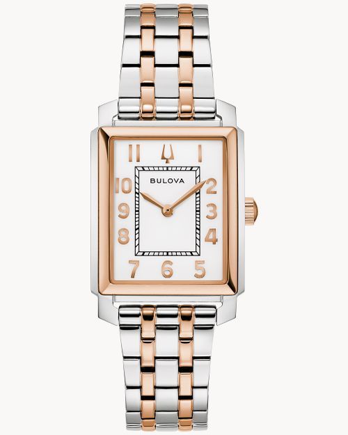 Bulova Sutton 98L328 Damen Armbanduhr Weiß • Bicolor Edelstahlarmband • Mineralglas