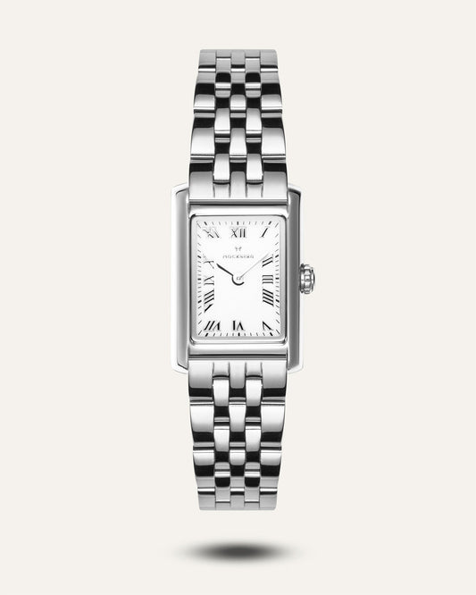 Mockberg Timeless MO875 Damen Armbanduhr Silber • Römische Ziffern • Mineralglas