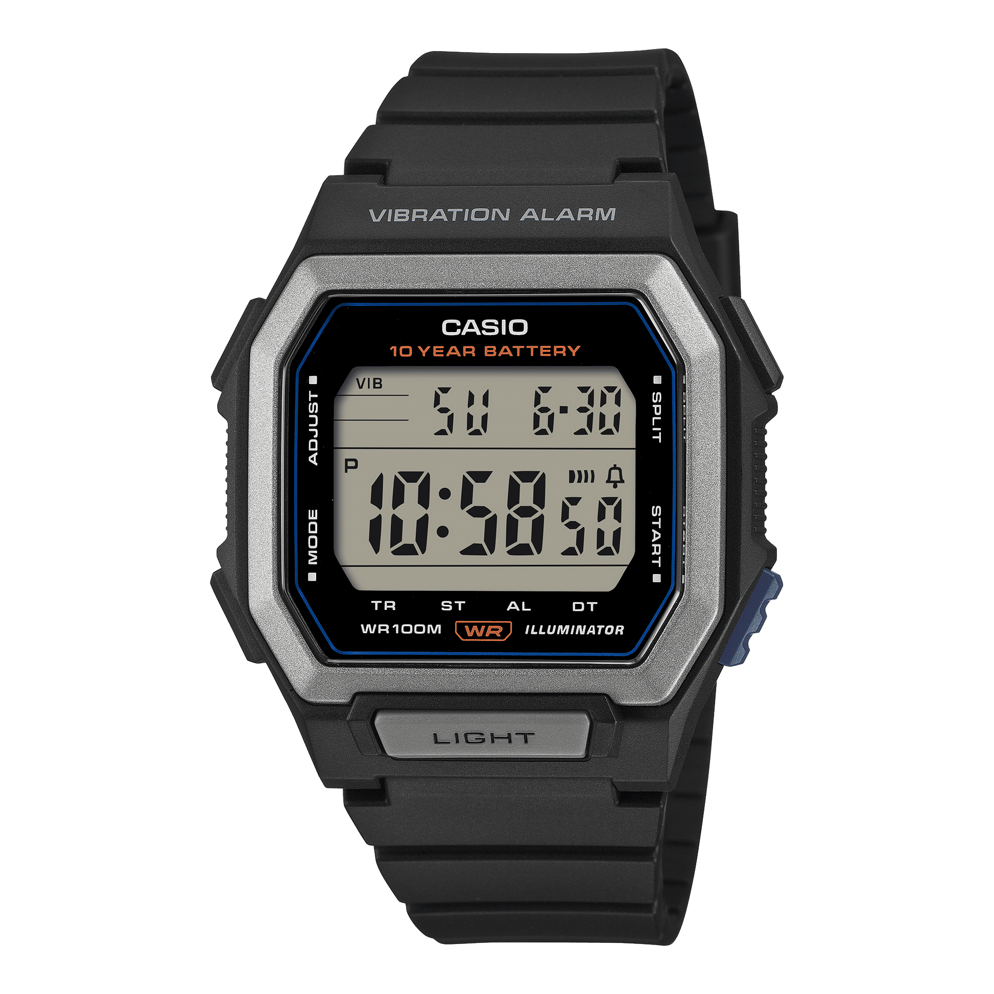 Casio W-738H-1AVEF Herren Digitaluhr Schwarz • Vibrationsalarm • 100-m-Wasserdichtigkeit, Bild 2