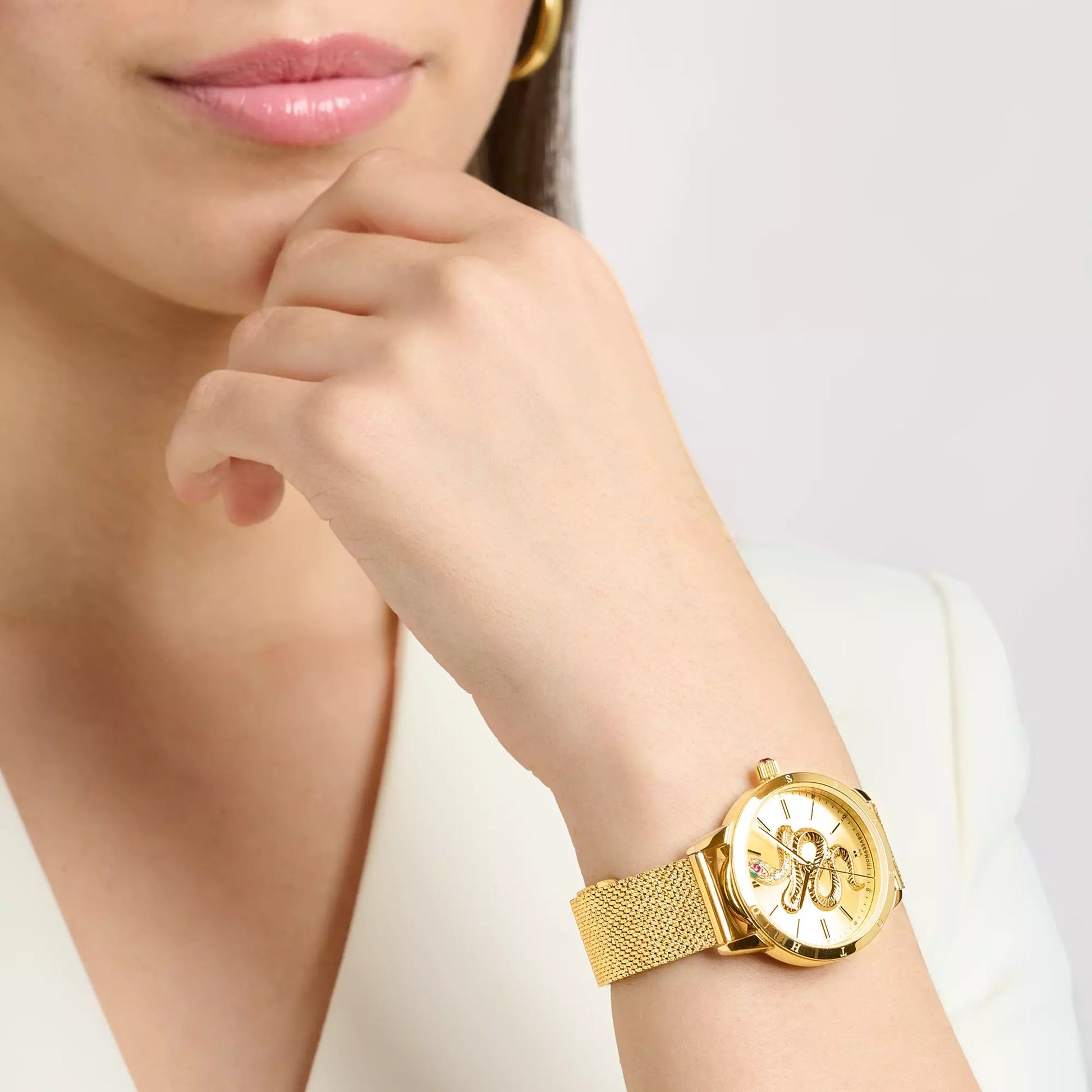 Thomas Sabo WA0384-264-207 Damen Armbanduhr Gold • Milanaise-Armband aus Edelstahl • Schlange in 3D-Optik, Bild 5