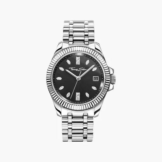 Thomas Sabo Divine WA0406-201-203 Damen Armbanduhr Schwarz • Mineralglas mit Saphirbeschichtung • 5 ATM Wasserdicht
