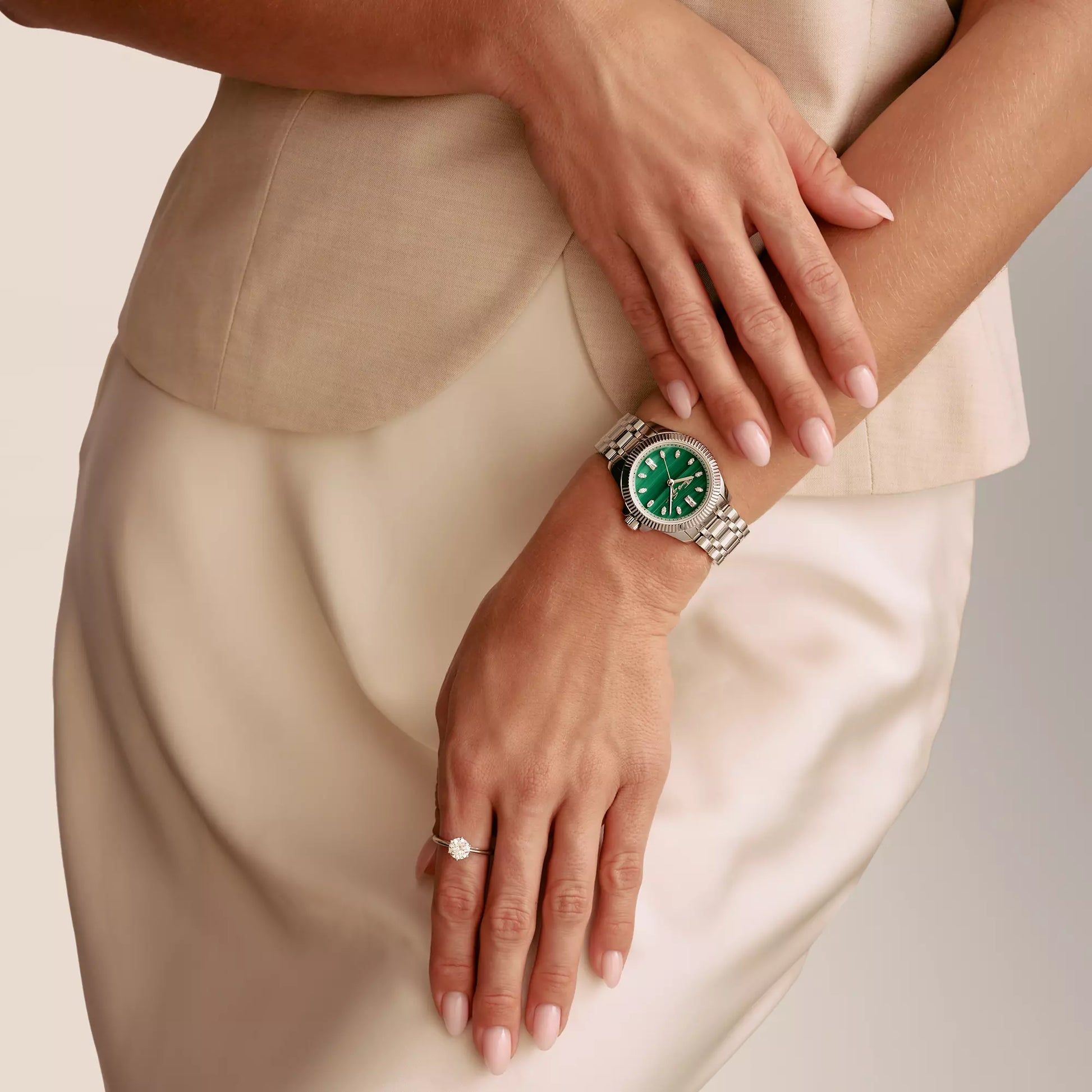Thomas Sabo Divine Jewellery Stone WA0434-201-211 Damenuhr Silber • Malachit-Zifferblatt mit Zirkonia • Mineralglas