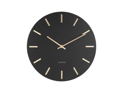 Karlsson Charm Small KA5821BK Wanduhr Schwarz • Goldene Zeiger • Modernes Stahl-Design