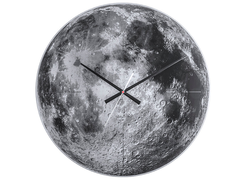 Karlsson Moon KA5475 Wanduhr Grau • Spiegelglas-Design • Lautloses Sweep-Uhrwerk
