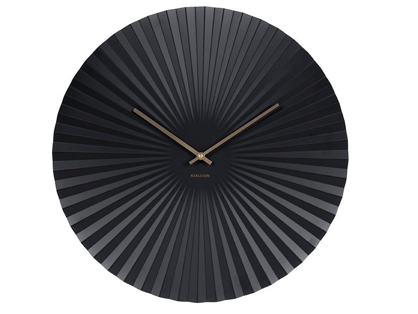 Karlsson Sensu XL KA5658BK Wanduhr Schwarz • Geräuscharmes Quarzwerk • Fächer-Relief-Design