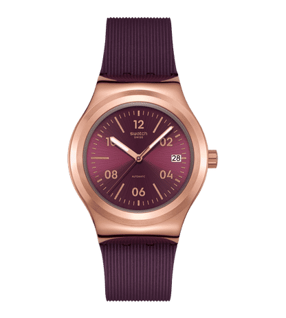 Swatch Sistem 51 Irony YIG401 Armbanduhr Burgunderrot • Automatikwerk mit 90 Stunden Gangreserve • Leuchtzeiger mit