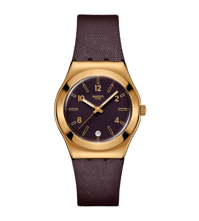 Swatch Irony Medium YLG413 Armbanduhr Burgund • Edelstahlgehäuse • Irony Medium Kollektion