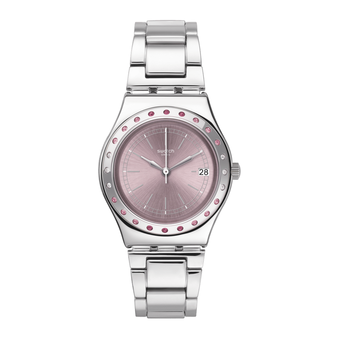 Swatch Irony Medium YLS455G Damen Armbanduhr Rosa • Edelstahlgehäuse mit Kristallbesatz • Datumsanzeige bei 3 Uhr, Bild 4
