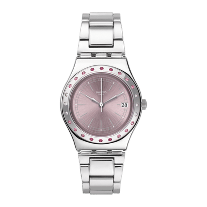 Swatch Irony Medium YLS455G Damen Armbanduhr Rosa • Edelstahlgehäuse mit Kristallbesatz • Datumsanzeige bei 3 Uhr, Bild 4