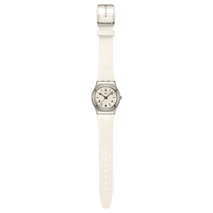 Swatch Irony Medium YLS471 Glacial Petals Armbanduhr Weiß • Leuchtzeiger • Kristallbesetzter Lünette, Bild 4