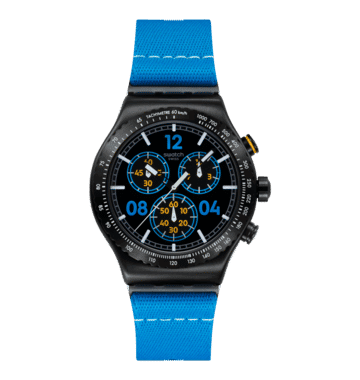 Swatch Irony Chrono New YVB100 Moments in Blue Herren • Tachymeter-Lünette • Leuchtzeiger mit Glow-Effekt, Bild 8