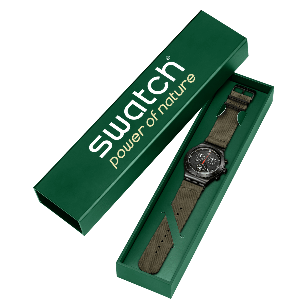 Swatch Irony Chrono New YVB416 Herren Armbanduhr Khaki • Chronograph • Leuchtzeiger und Leuchtindizes, Bild 5