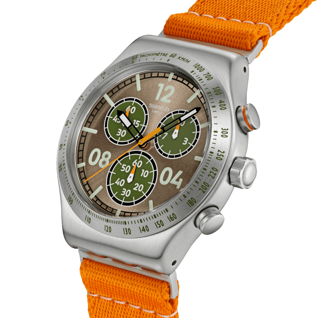 Swatch Irony Chrono New YVS101 Herren Armbanduhr Hellbraun • Tachymeter-Lünette • Leuchtzeiger, Bild 3