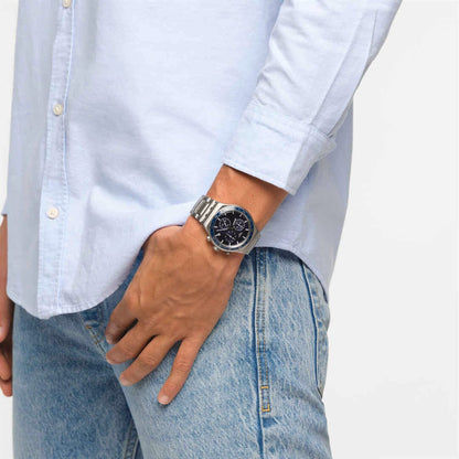 Swatch Irony Chrono New YVS496G Herrenuhr Kobaltblau • Chronograph • Schmetterlingsschließe, Bild 5