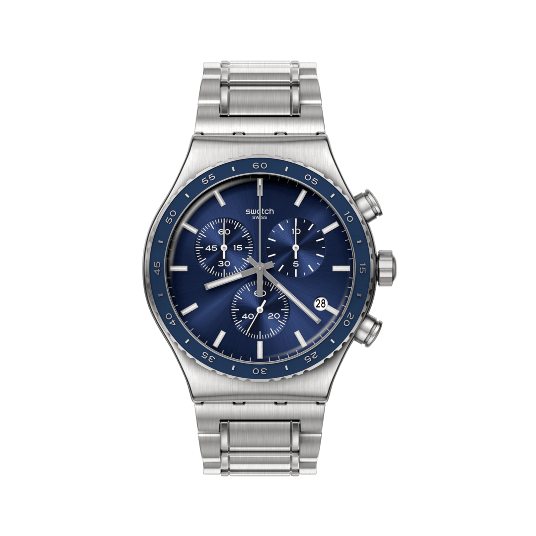Swatch Irony Chrono New YVS496G Herrenuhr Kobaltblau • Chronograph • Schmetterlingsschließe, Bild 3
