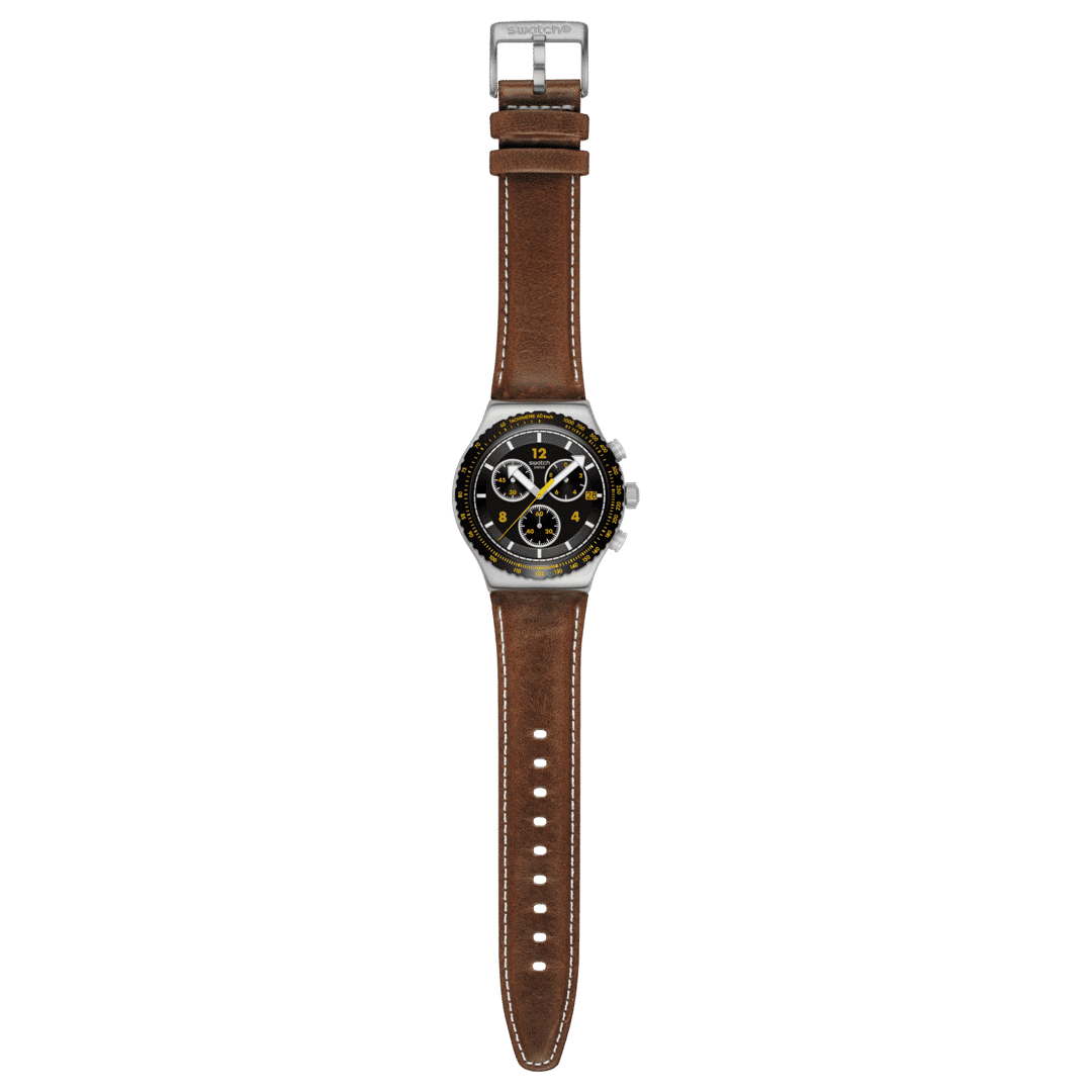 Swatch Irony Chrono New YVS530 Herren Armbanduhr Schwarz • Chronograph mit Leuchtzeigern • Datumsanzeige, Bild 4