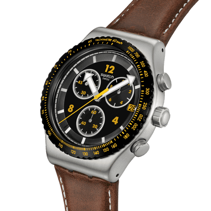 Swatch Irony Chrono New YVS530 Herren Armbanduhr Schwarz • Chronograph mit Leuchtzeigern • Datumsanzeige, Bild 3