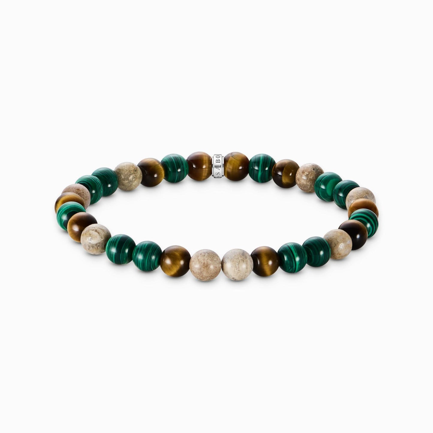 Beaded Bracelet with Imitated Malachite, Jasper and Tiger's Eye - Thomas Sabo Model: A2193-468-7-L19