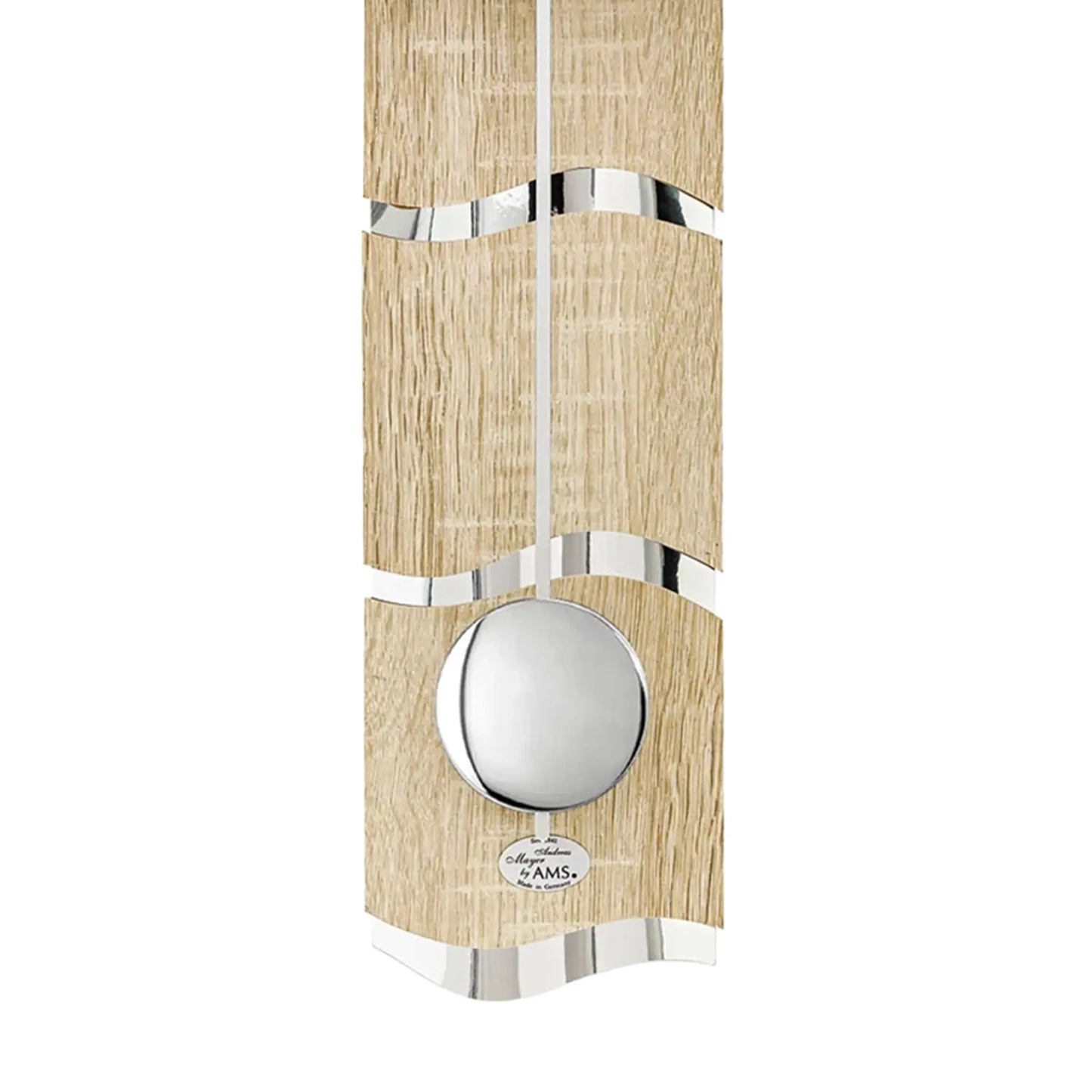 Wanduhr: Sonoma-Holzfront, Aluminium-Rahmen, rundes Ziffernblatt, Pendelgewicht