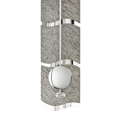 Pendel-Wanduhr mit rundem Zifferblatt, grauem Naturstein-Design und Aluminiumrahmen