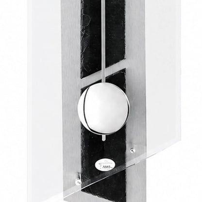 Zegar ścienny AMS W7217 srebrny • mechanizm kwarcowy z wahadłem • aluminium na łupku