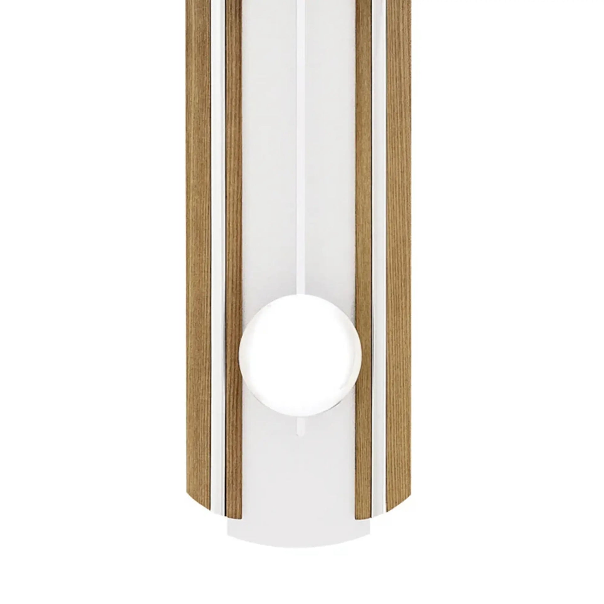 Wanduhr mit Eichenholzrahmen und rundem Pendelglas, weißem Kugelpendel