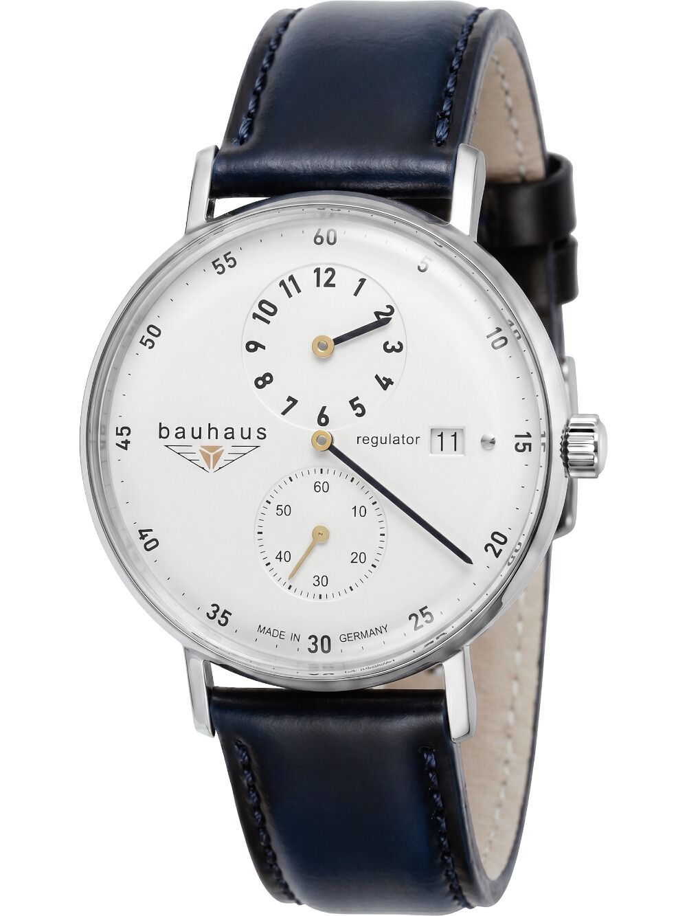 Bauhaus Classic 2126-1 Herren Armbanduhr Weiß • Automatikwerk Sellita SW266 • Regulator-Zifferblatt