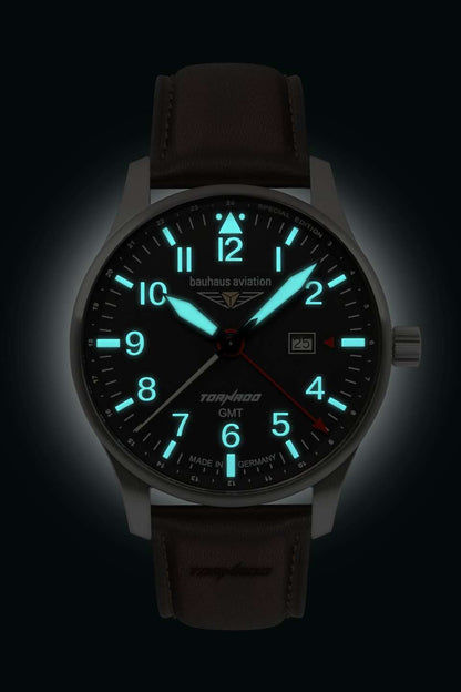 Bauhaus Aviation GMT 2744-2 Herren Armbanduhr Braun/Schwarz • Schweizer Quarzwerk • GMT-Funktion, Bild 2