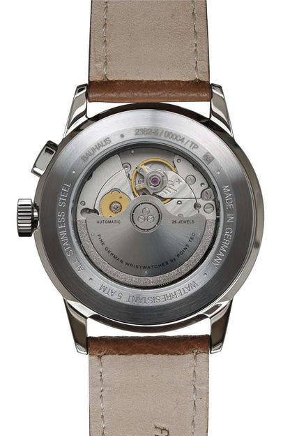 Bauhaus Aviation 2362-5 Herren Armbanduhr Beige • Automatikwerk mit Gangreserveanzeige • Mineralglas K1, Bild 2