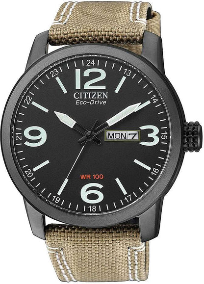 Citizen BM8476-23EC Men's Watch • Eco-Drive Solar Powered • Black Canvas Strap
