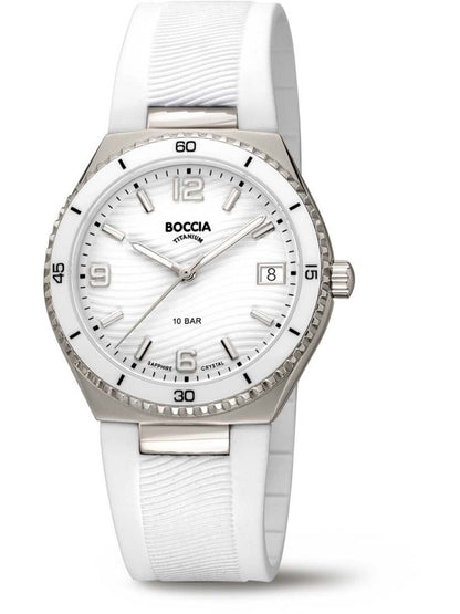 Boccia Titanium Keramik 3375-01 Damen Armbanduhr Weiß • Saphirglas • Titangehäuse