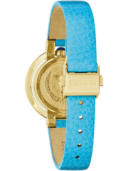 Bulova Rubaiyat 97R104 Damenuhr Goldfarben/Blau • Saphirglas • 42 Blaue Topase, Bild 4