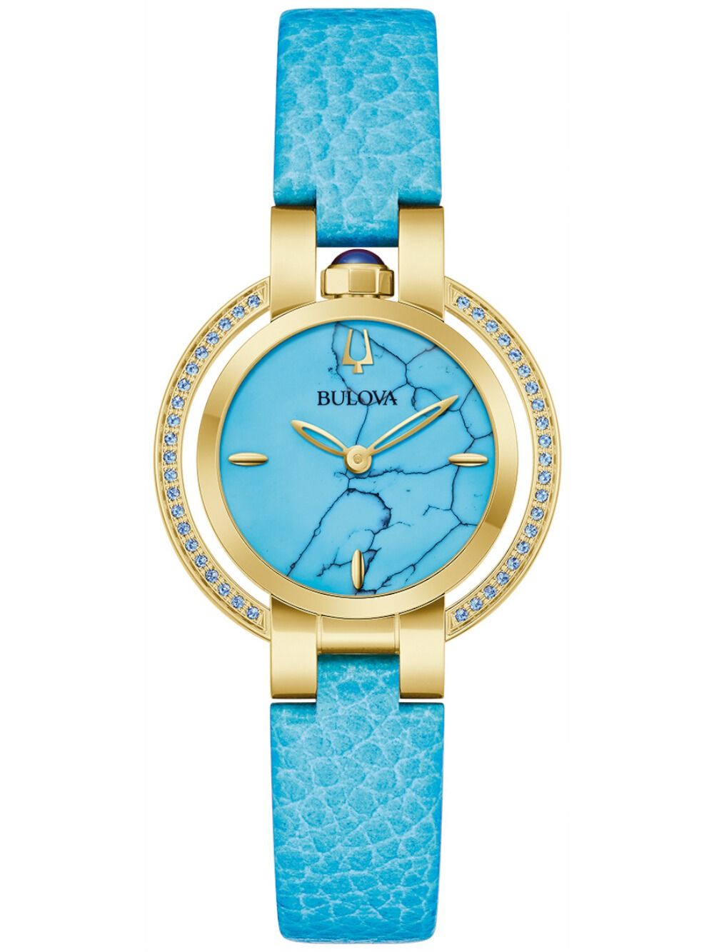 Bulova Rubaiyat 97R104 Damenuhr Goldfarben/Blau • Saphirglas • 42 Blaue Topase