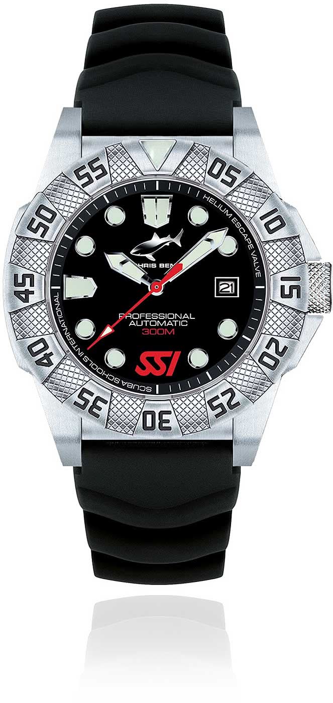 Chris Benz Deep CB-300A-SSI-KBS Men's Watch • 300m Water Resistant • Sapphire Crystal