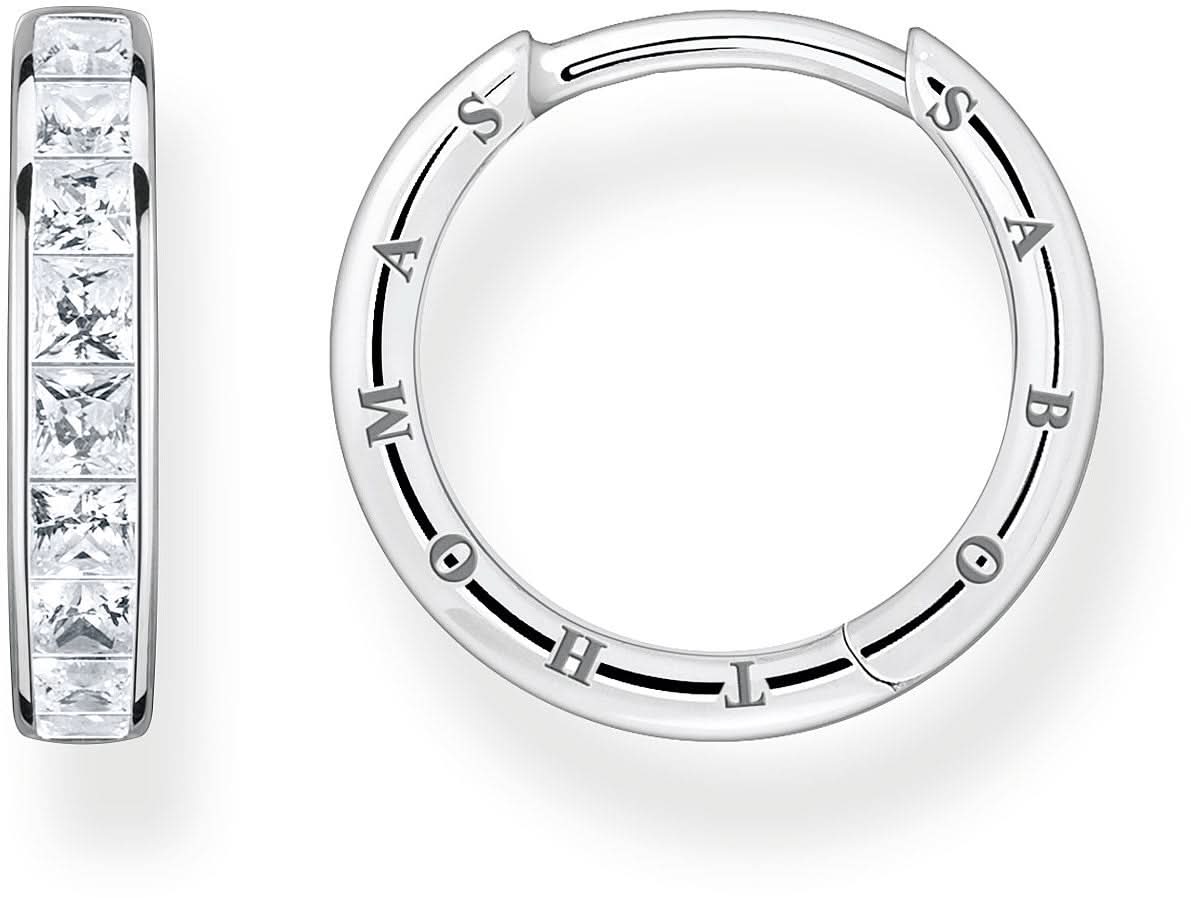 Hoop Earrings with Stones - 925 Sterling Silver