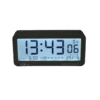 Funkwecker mit blauem Digitaldisplay und Datum-/Temperaturanzeige