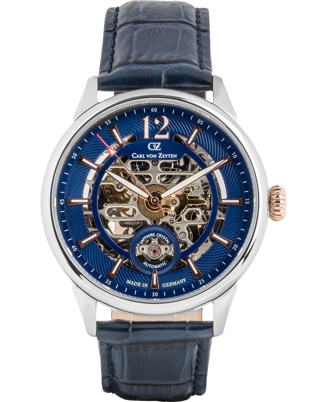 Carl von Zeyten Schramberg CVZ0080BLRS Herrenuhr Blau • Skelett-Automatikwerk • Limited Edition 999