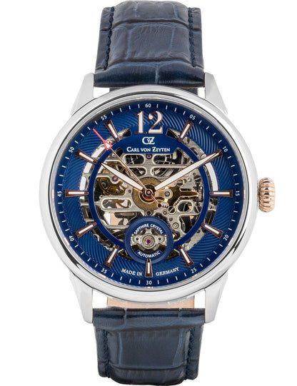 Carl von Zeyten Schramberg CVZ0080BLRS Herrenuhr Blau • Skelett-Automatikwerk • Limited Edition 999