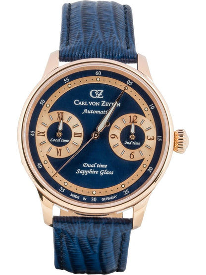 Carl von Zeyten Schönmünzach CVZ0086RBLS Herrenuhr Roségold/Blau • Automatik GMT • Limited Edition
