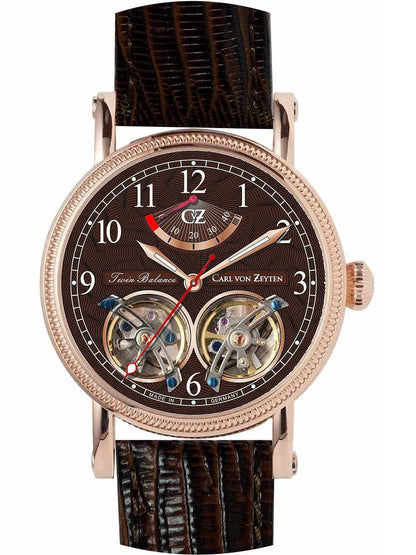 Carl von Zeyten Bernau CVZ0033RBR Herrenuhr Braun • Twin-Balance-Automatikwerk • Mineralglas